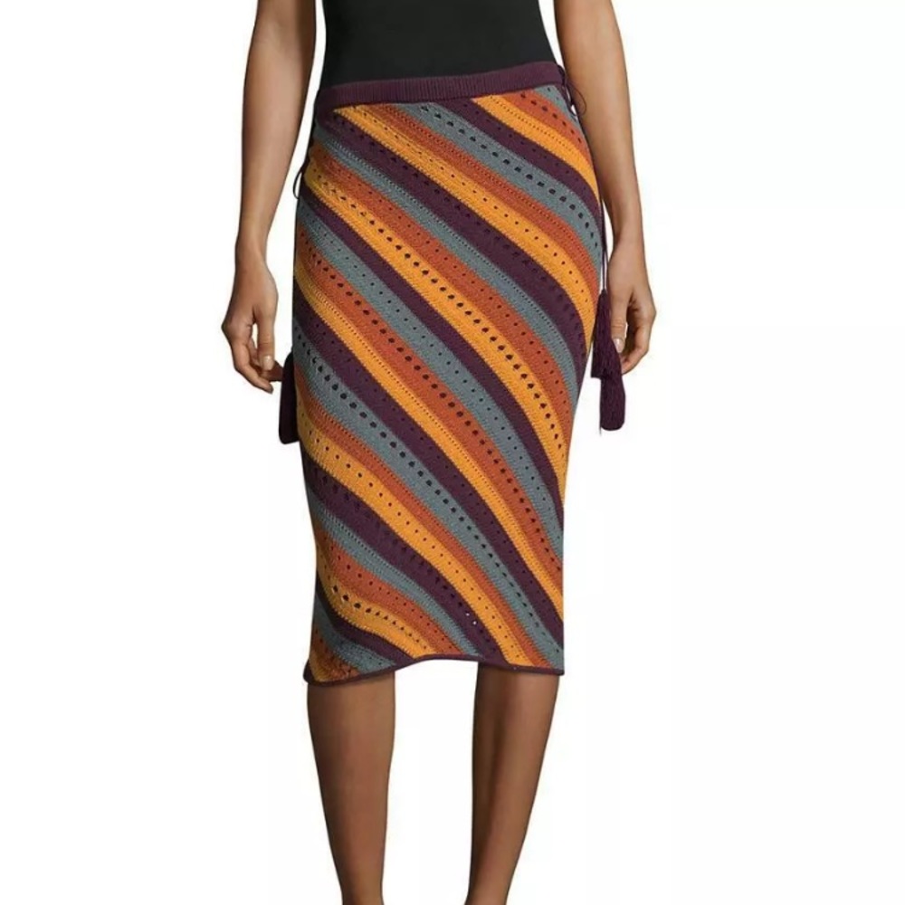 RONNY KOBO Ashlie Eyelets & Stripes Skirt Size S